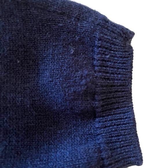 Zadig & Voltaire Peter Patch Navy Blue Wool Cashmere Leather Wolf V-Neck Sweater - Picture 8 of 10